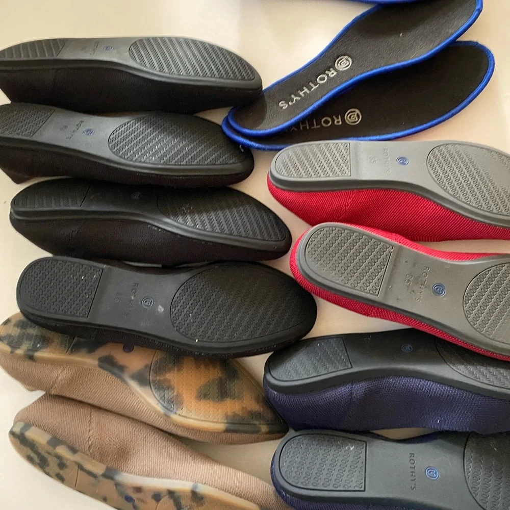 Rothy's Flats in Black, Red, Blue, and Tan - Picture 11 of 16